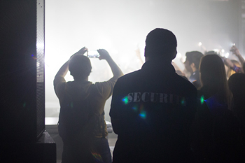 people enjoying a concert with security present capturing memorable moments